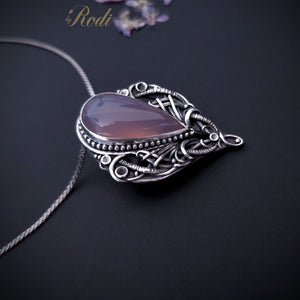 My All - Fine Silver Pendant, with Holy Lavender Chalcedony