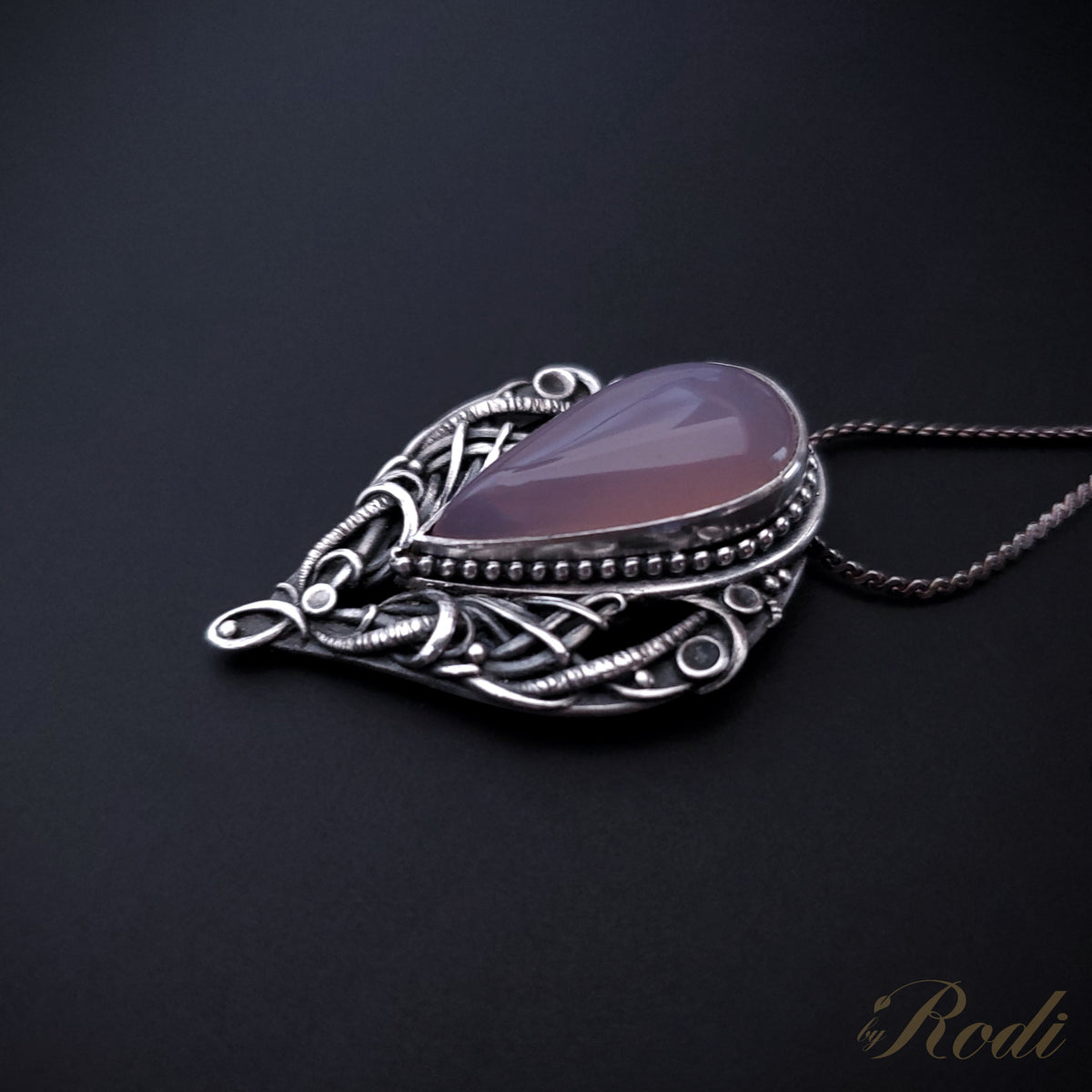 My All - Fine Silver Pendant, with Holy Lavender Chalcedony