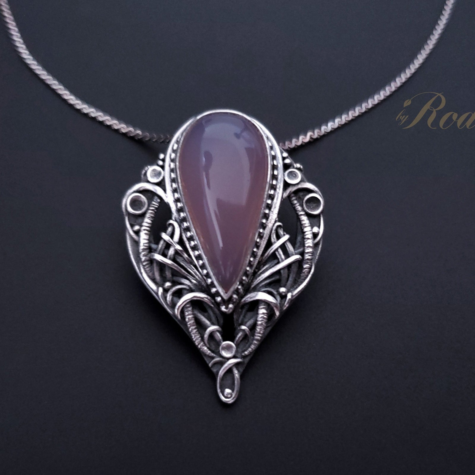 My All - Fine Silver Pendant, with Holy Lavender Chalcedony