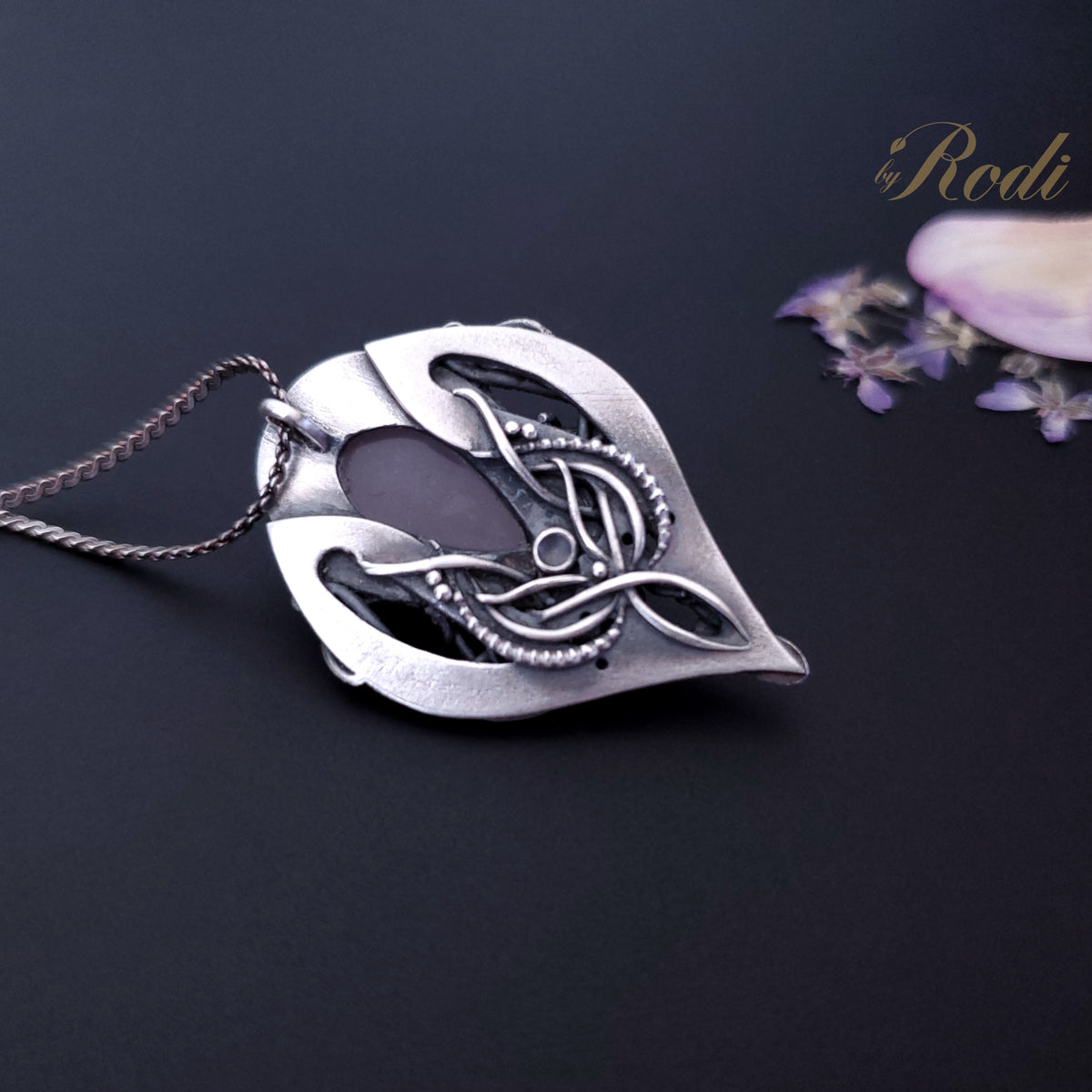 My All - Fine Silver Pendant, with Holy Lavender Chalcedony