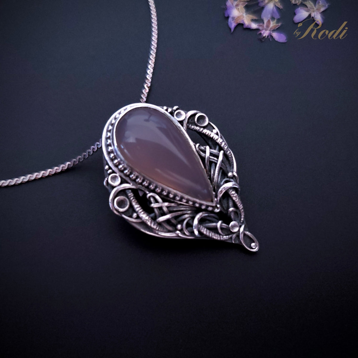 My All - Fine Silver Pendant, with Holy Lavender Chalcedony