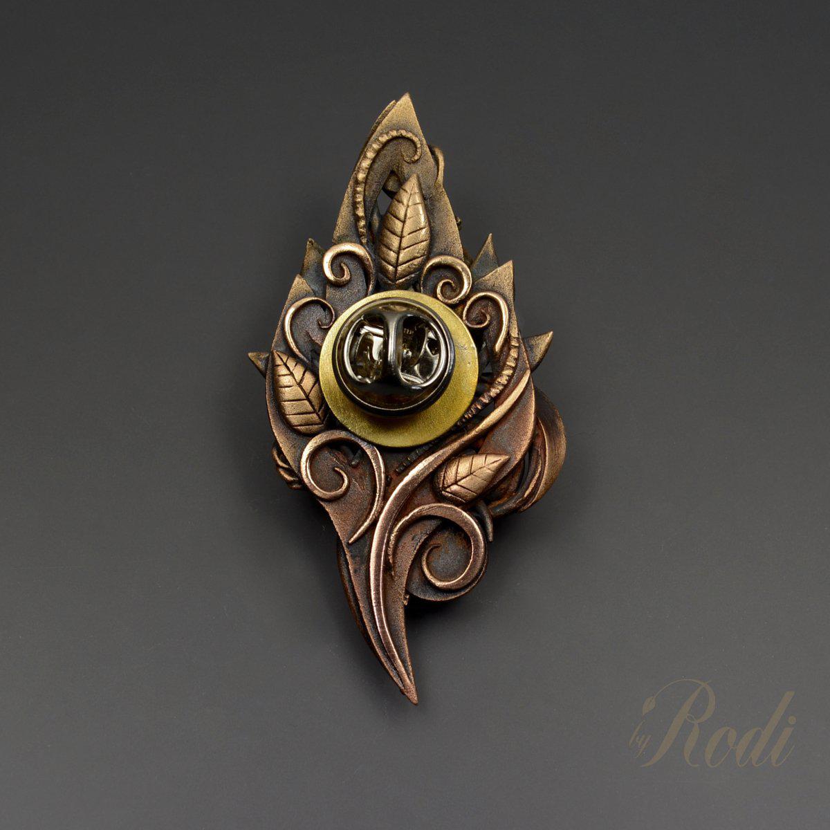 Peace - Talisman Brooch / Pin, Bronze With Labradorite Gemstone