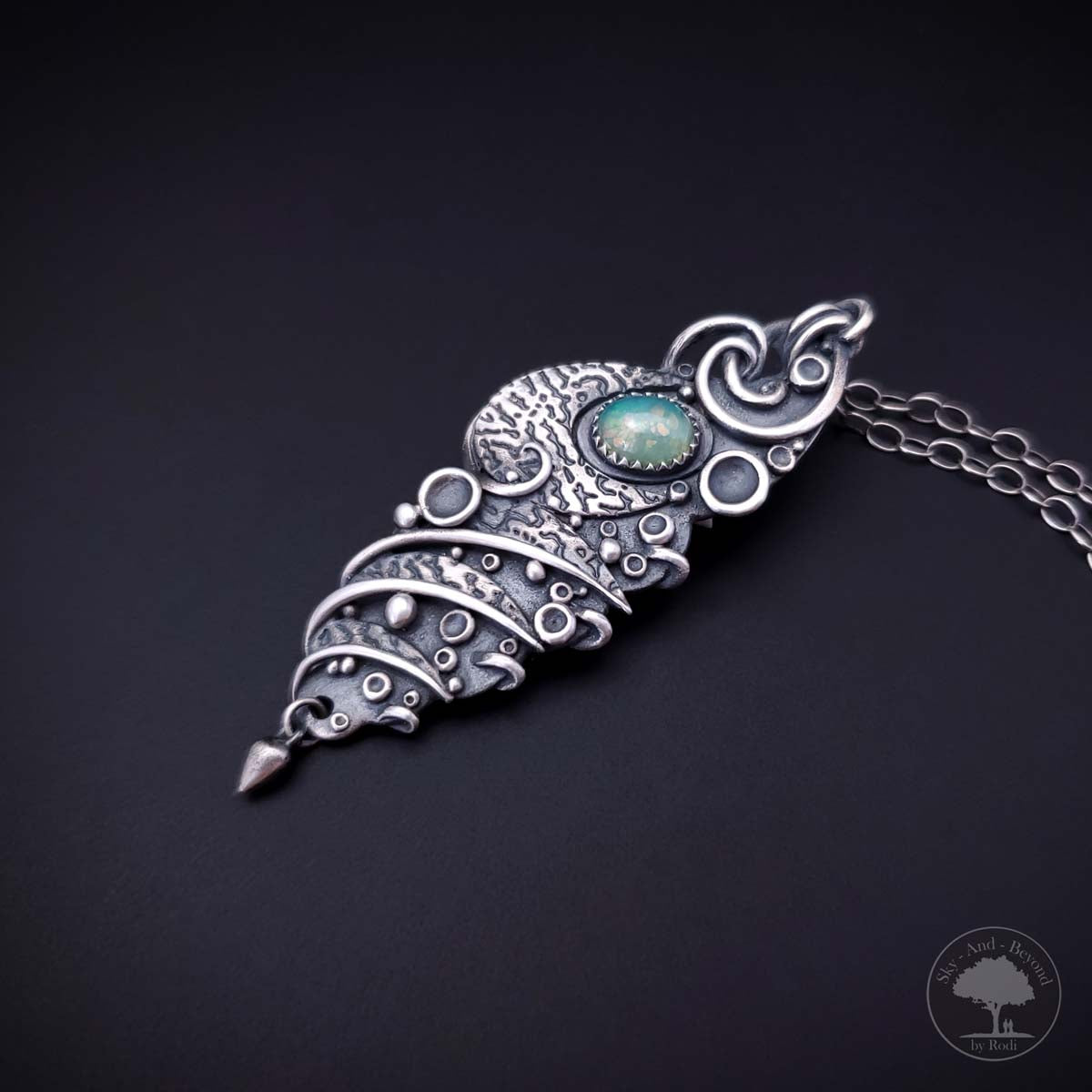 Rainbow Lagoon - Fine Silver Pendant With Opal