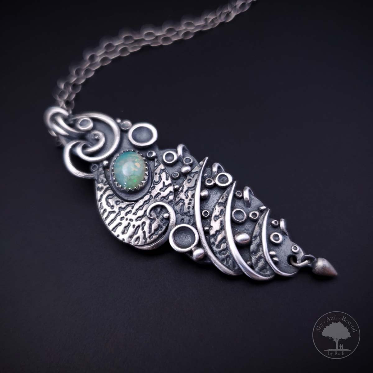 Rainbow Lagoon - Fine Silver Pendant With Opal