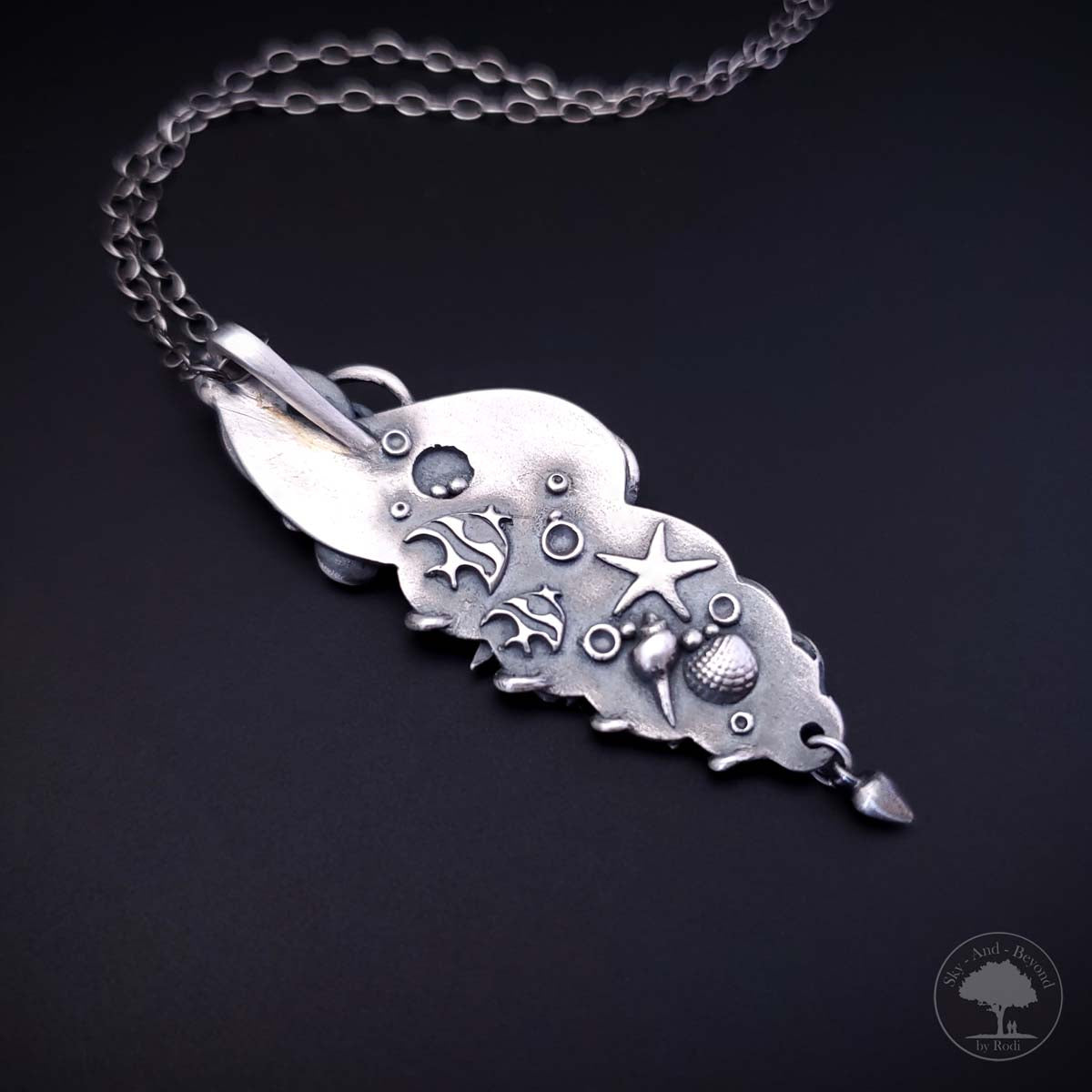 Rainbow Lagoon - Fine Silver Pendant With Opal