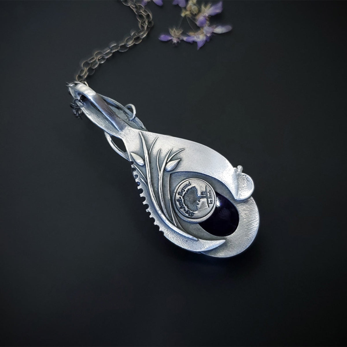 Regal Dream - Fine Silver / 22k Gold With Amethyst Pendant Earrings Set