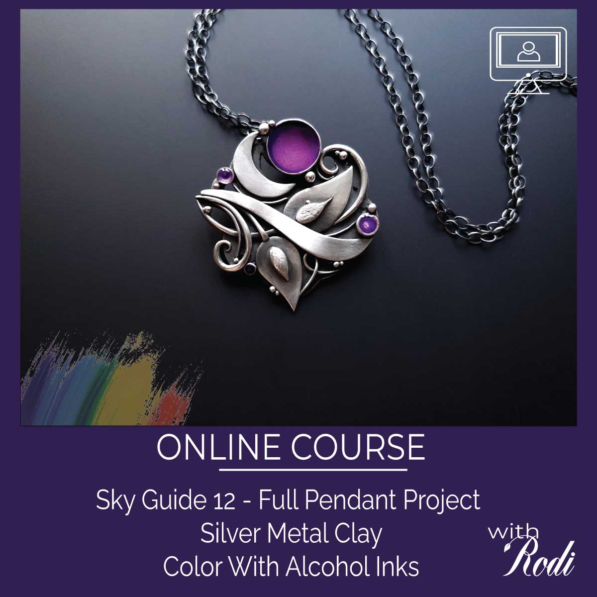 Coloring Metal Clay With Alcohol Inks - Full Pendant Course - Sky Guide 12  Rejuvenation