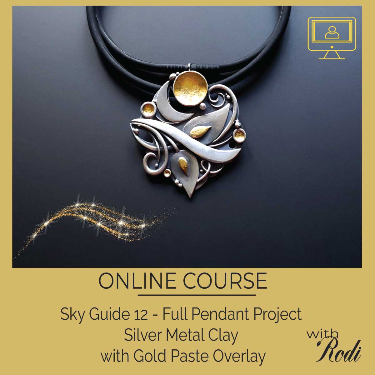 Metal Clay With 22k Gold Accents - Full Pendant Course - Sky Guide 12  Rejuvenation