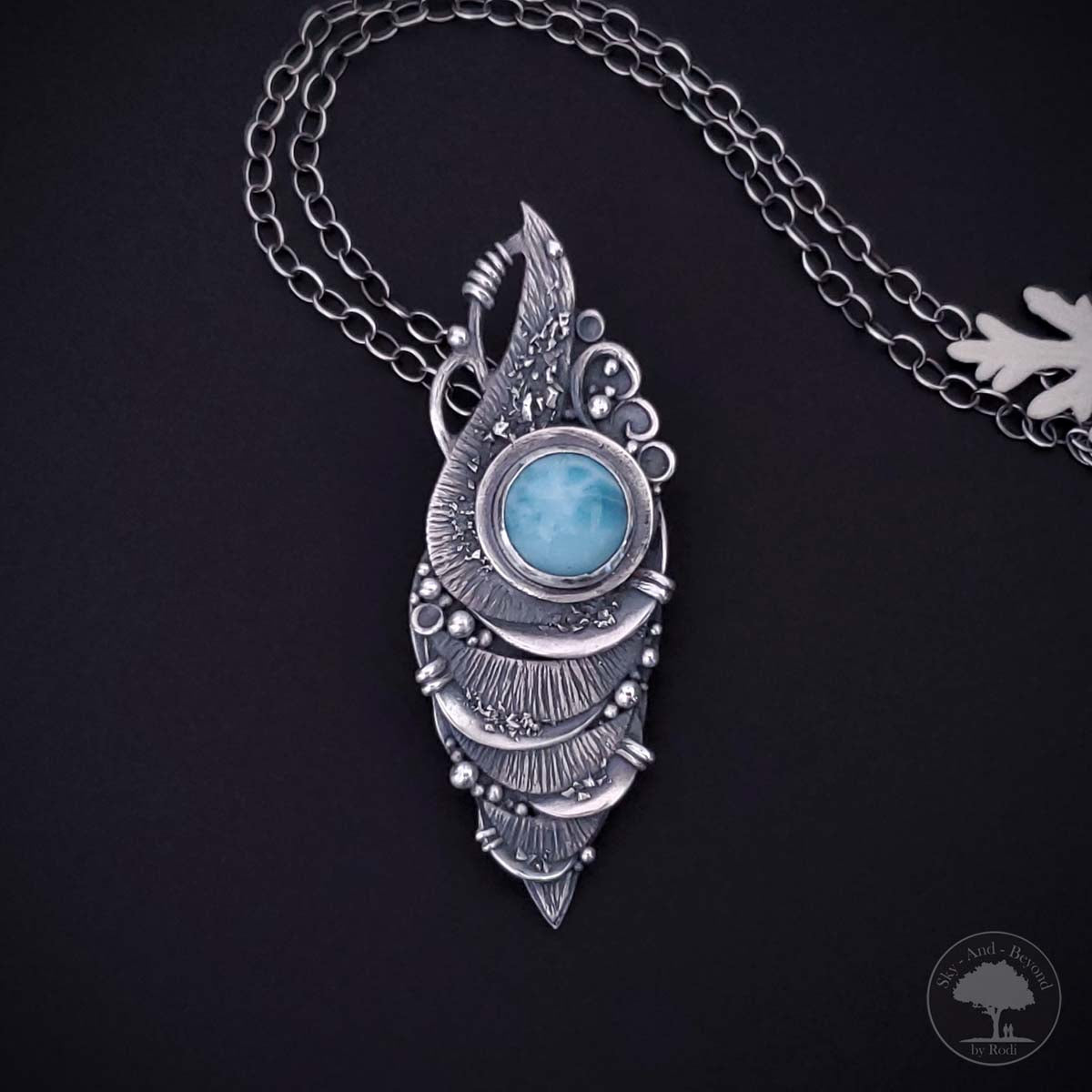 Serene Lagoon - Fine Silver Pendant With Larimar