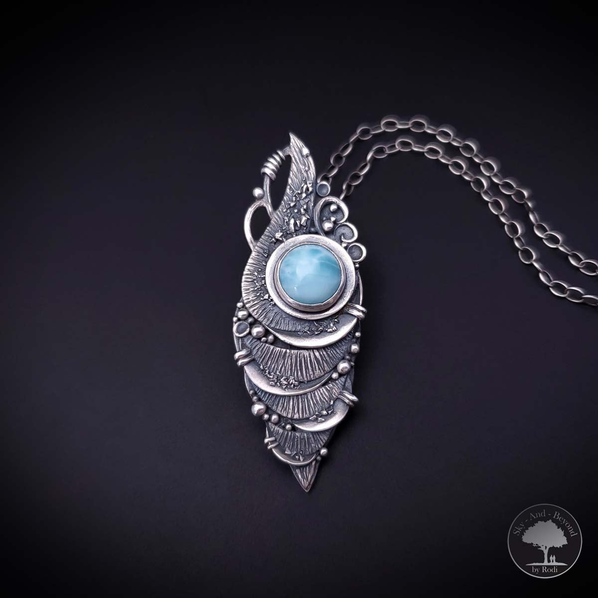 Serene Lagoon - Fine Silver Pendant With Larimar