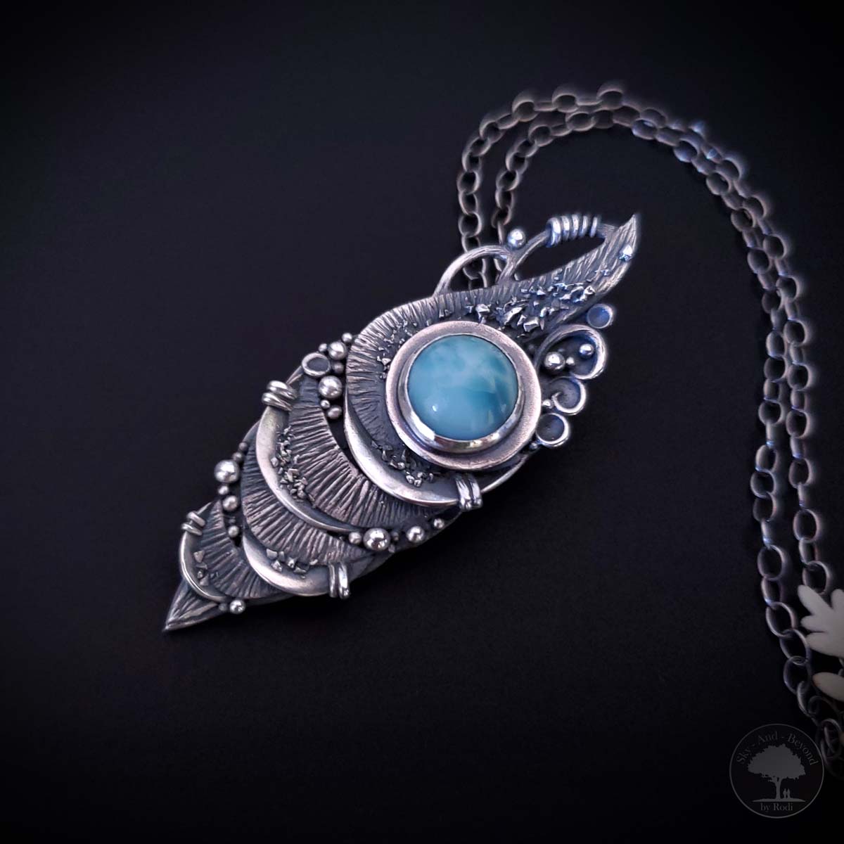 Serene Lagoon - Fine Silver Pendant With Larimar