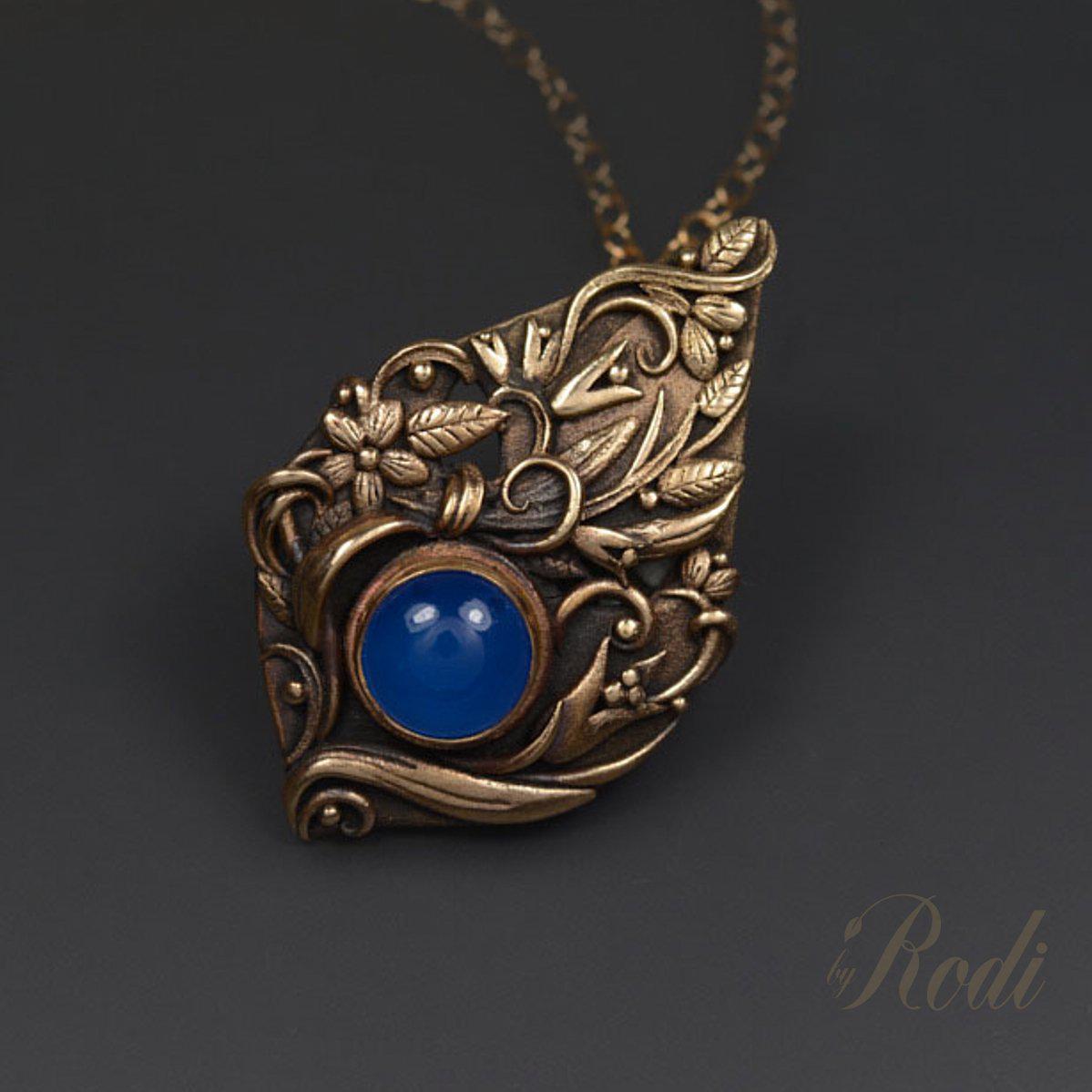 Stillness - Bronze Pendant With Chalcedony