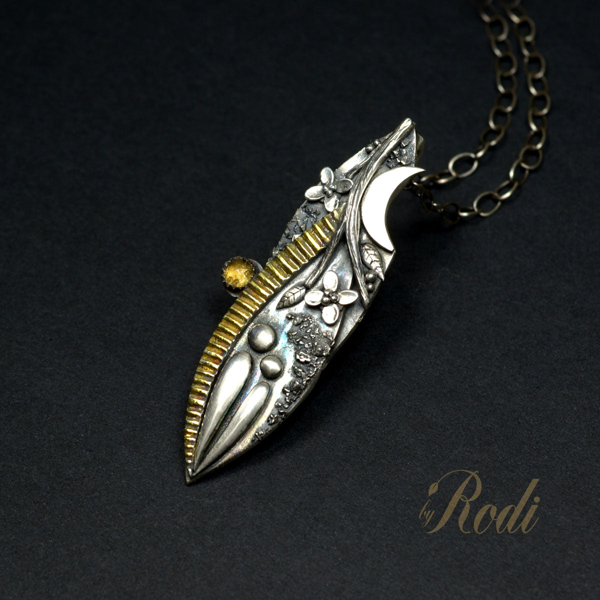 Synchronicity - Fine Silver, 24k Gold With Citrine Pendant