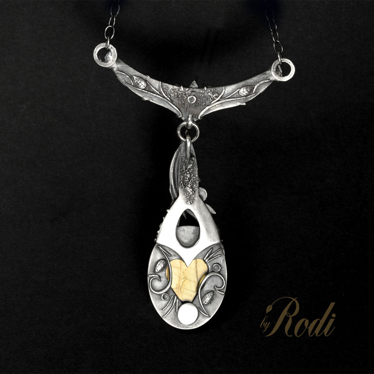 Timeless - Fine Silver Pendant With Labradorite / Citrine