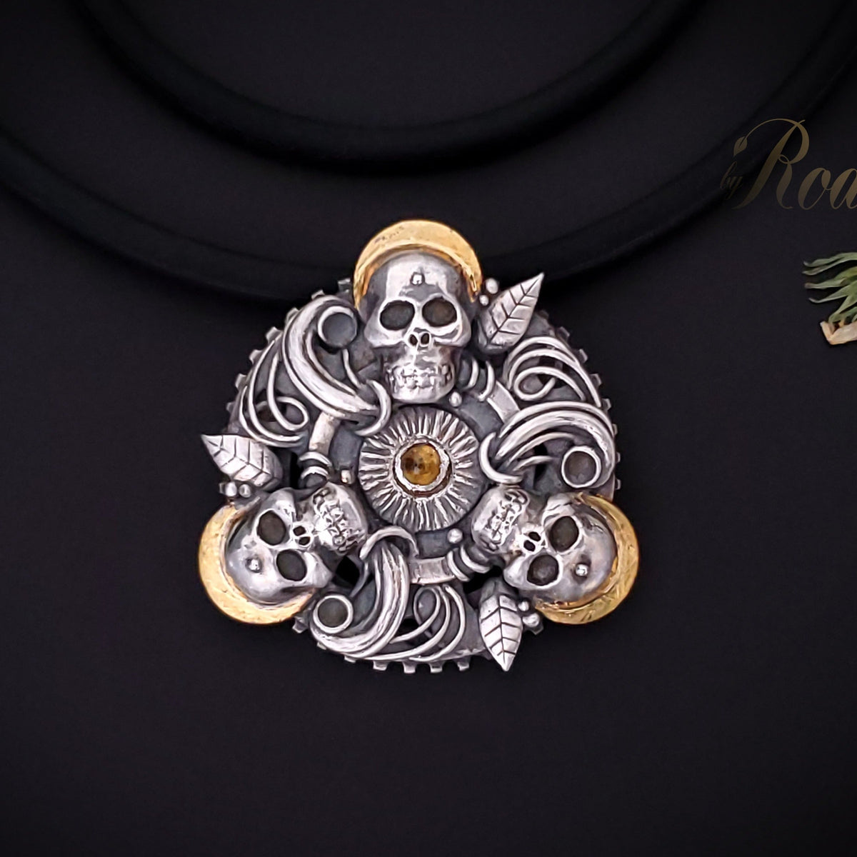 Together - Fine Silver / 24k Gold Mandala Pendant With Citrine