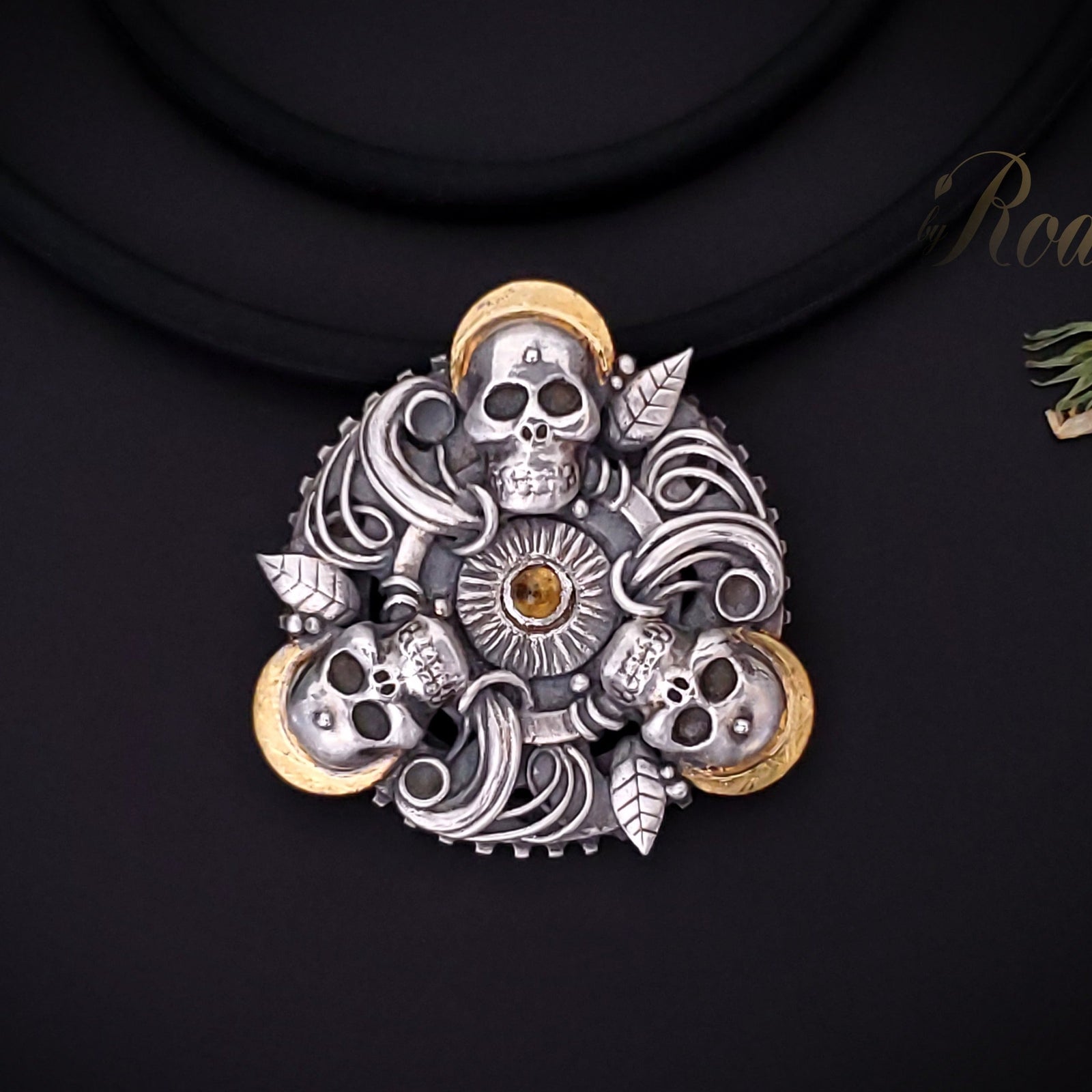 Together - Fine Silver / 24k Gold Mandala Pendant With Citrine