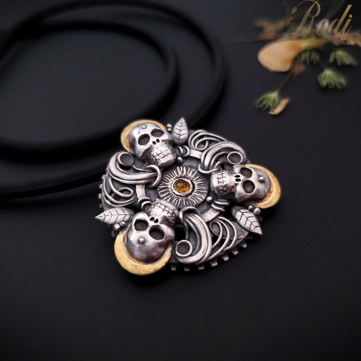 Together - Fine Silver / 24k Gold Mandala Pendant With Citrine