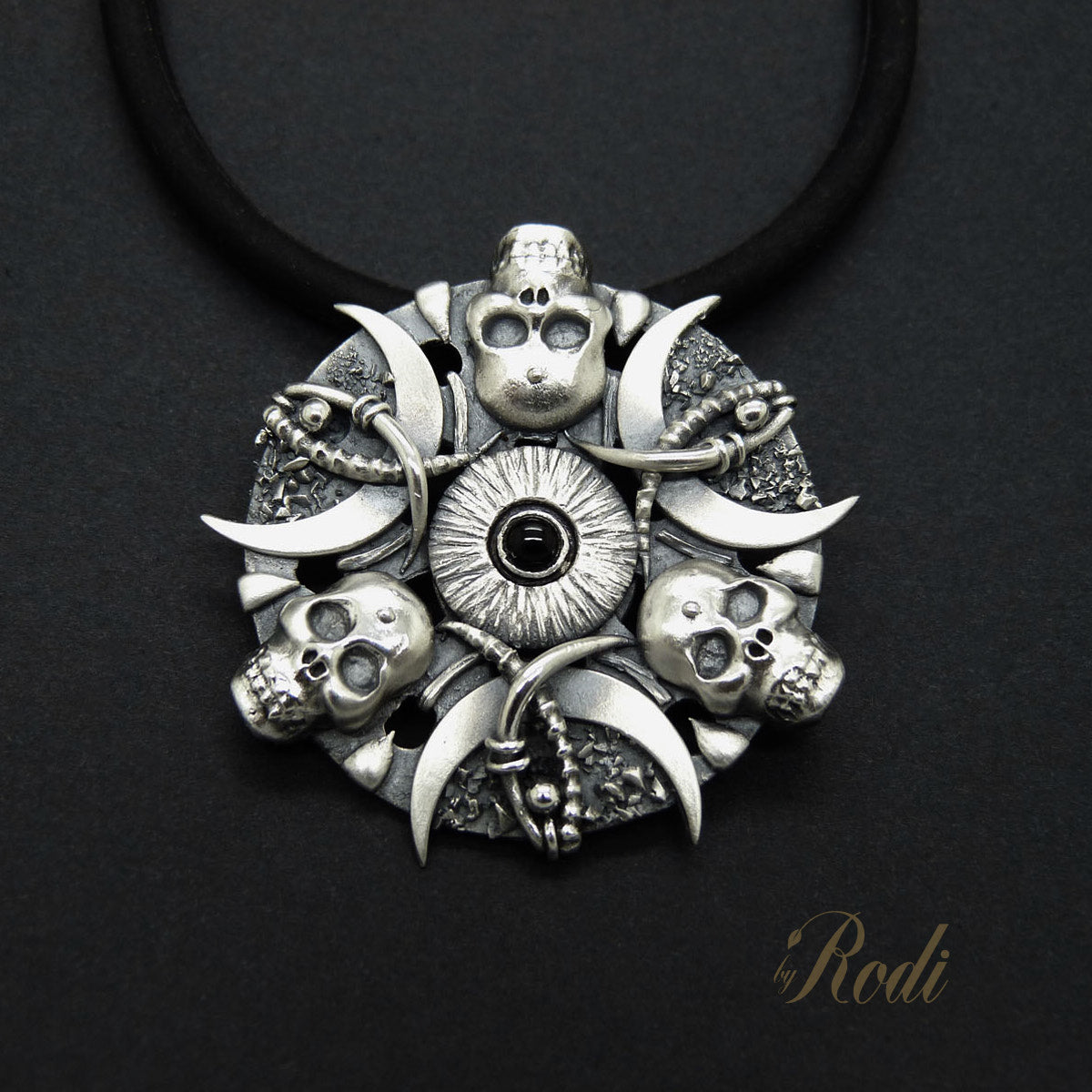 Twilight - Fine Silver Pendant With Onyx