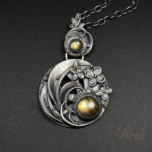 Wind Of Change - Fine Silver With Labradorite Floral Pendant