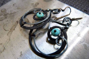 Tutorial - The Seed Within - Wire Wrapped Mixed Metal Earrings with Turquoise Stones-Sky And Beyond Jewelry By Rodi